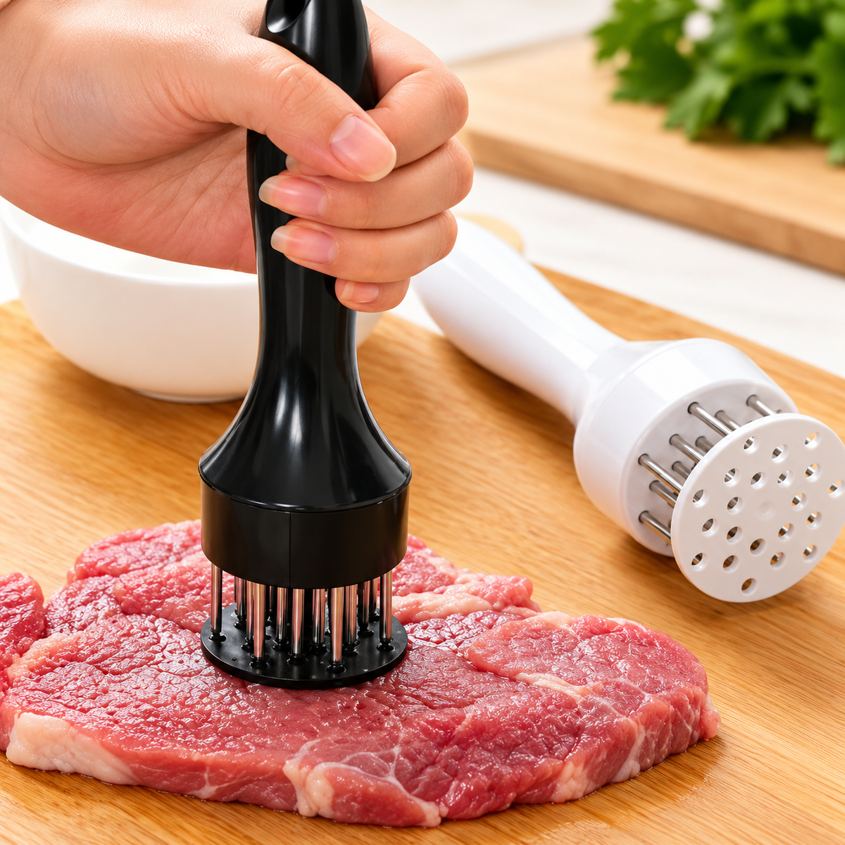 SoftGrill x2 – Ablandador de Carne de Acero Inoxidable con 24 Agujas